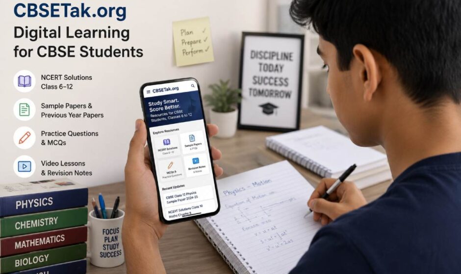 Indian student studying on a smartphone using a CBSE digital